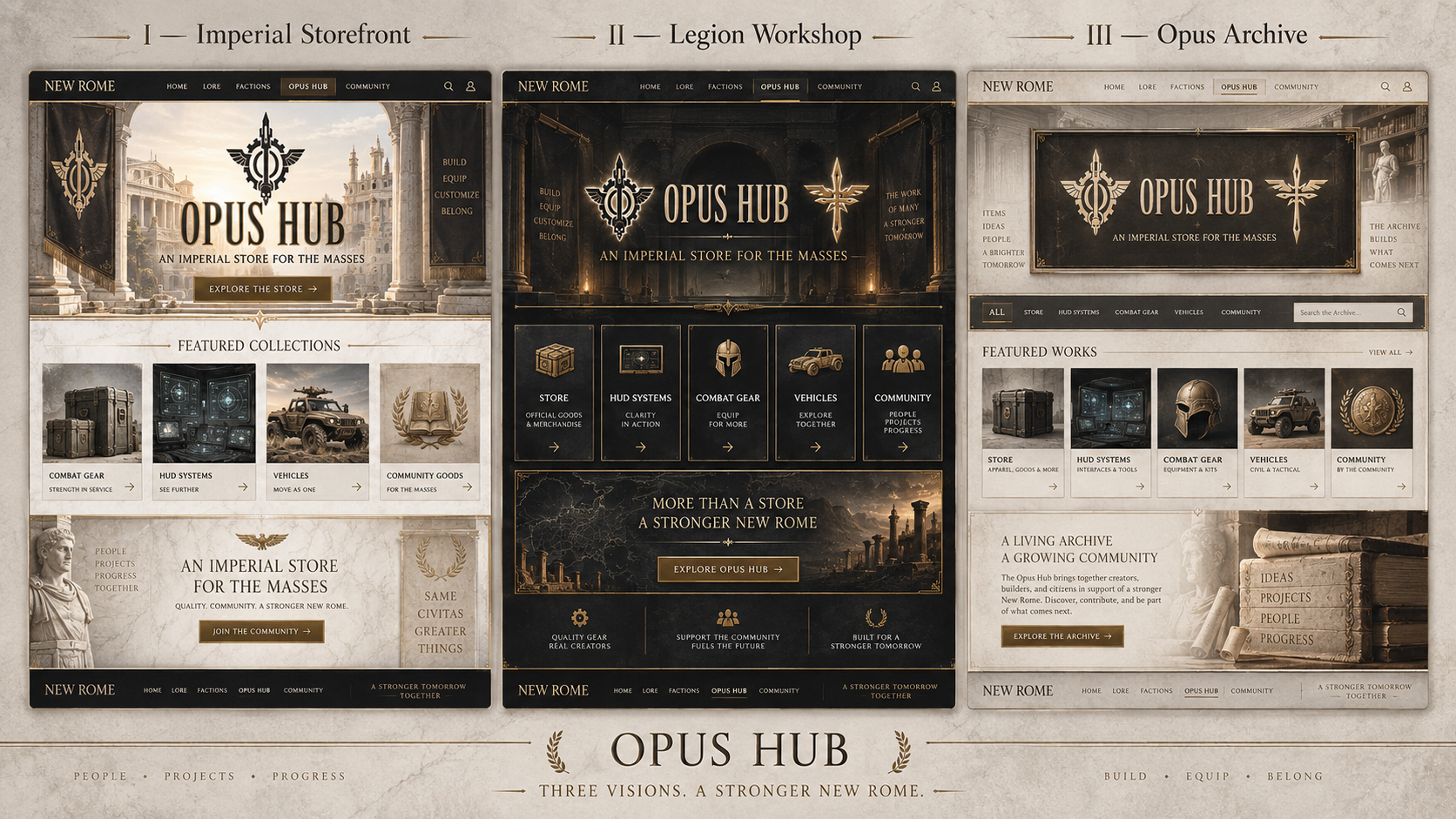 Imperial Storefront Opus Hub concept for New Rome